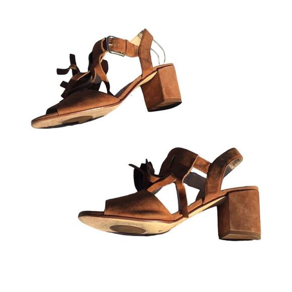 Amalfi sandals heels womens 10 M 10M fringe Italy western southwest tan suede - Picture 5 of 9